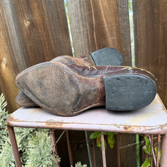 Worn Embroidered Leather Western Ankle Boots - Picture 11 of 11